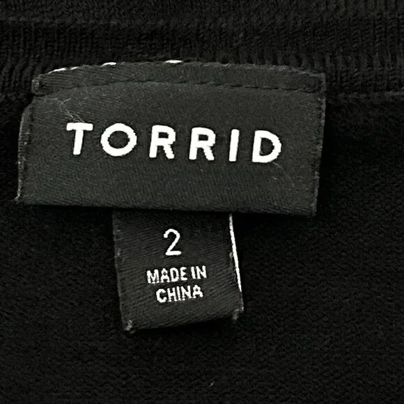 Torrid‎ Sweater Women 2X Black Puff Sleeve V-Neck Ribbed Hem Knit - Picture 3 of 11